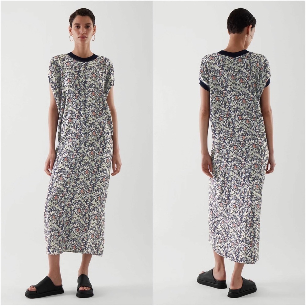 COS Gathered Maxi Dress Floral Print Size 4